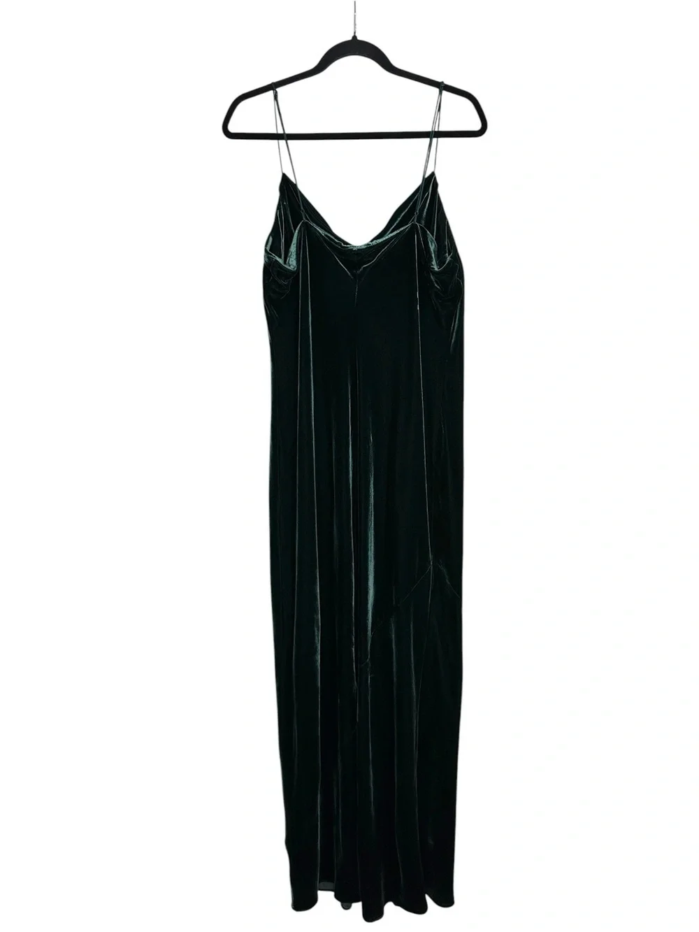 BANANA REPUBLIC Rita Velvet Maxi Dress XL Green Silk Blend Cowl Neck Bias Cut - Picture 6 of 15
